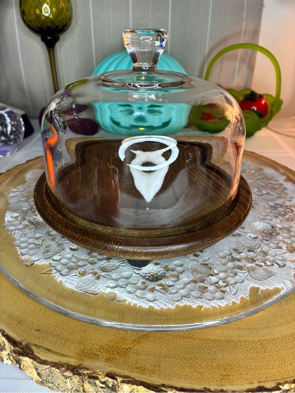 Glass Dome Cheese Keeper with Wood Base